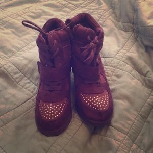 Unique purple studded wedges